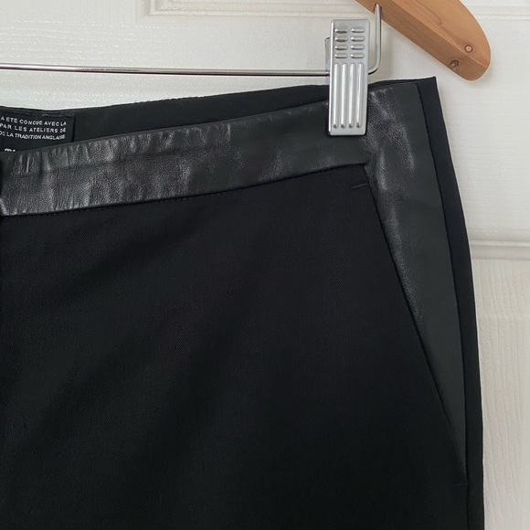 The Kooples Womens Black Suit Wool Trouser, Leather Trim 40 FR / 30” - Picture 3 of 7